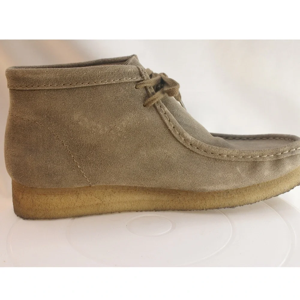Clarks Originals Wallabee Men‎ 8M Taupe Suede Moccasin Boots 26103605 Crepe Sole